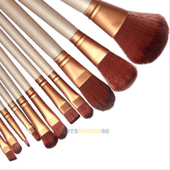 Pro Makeup 12pcs Brushes Set Powder Foundation Eyeshadow Eyeliner Lip Brush Tool