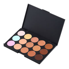 15 Colors Face Cream Makeup Concealer Palette + Sponge Puff Powder Brush OE