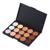 15 Colors Face Cream Makeup Concealer Palette + Sponge Puff Powder Brush OE