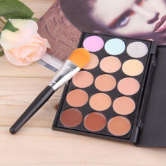 15 Color Contour Face Makeup Concealer Palette Kit Set Makeup Brush Sponge OE