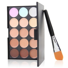 15 Color Contour Face Makeup Concealer Palette Kit Set Makeup Brush Sponge OE