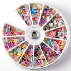 1200pcs Wheel Mixed Nail Art Tips Glitters Rhinestones Slice Decoration Manicure