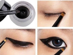 HOT! Waterproof Eye Liner Eyeliner Gel Makeup Cosmetic + Brush Black ONE SET