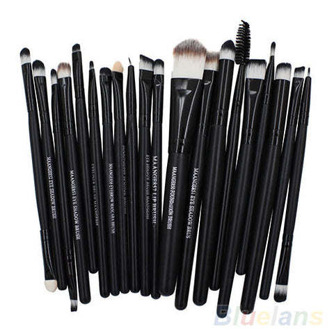 20 Pcs Pro Makeup Set Powder Foundation Eyeshadow Eyeliner Lip Cosmetic Brushes