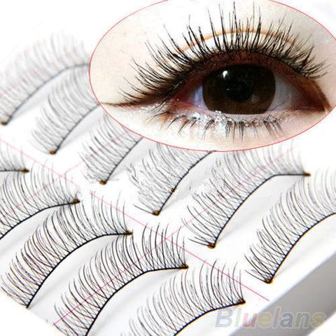 10 Pairs Soft Natural Cross Handmade Eye Lashes Makeup Extension False Eyelashes